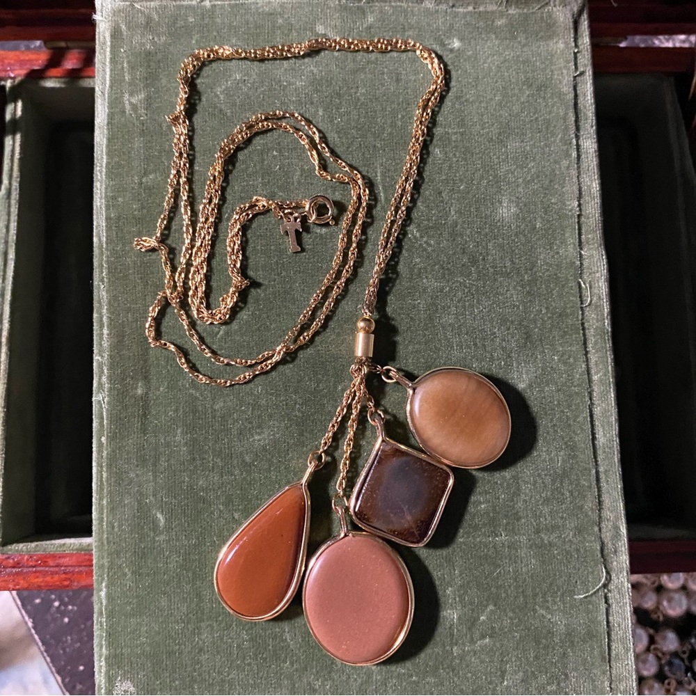 Vintage Brown Stone and GoldTone Trifari Necklace